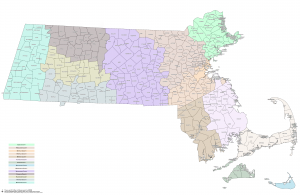 A giant map of Massachusetts towns